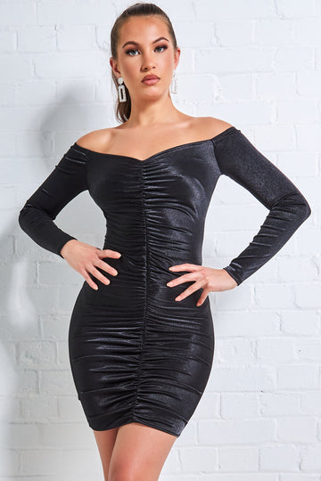 Off The Shoulder Ruched Mini Goddiva